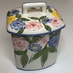 Casafina Hand-Painted & Numbered Floral Covered Small Cannister